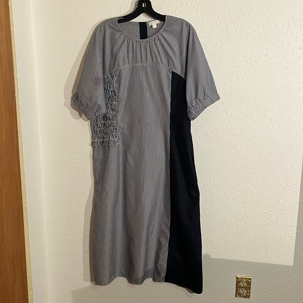 COS Striped Gray and Black Maxi Dress